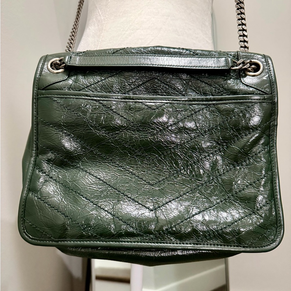Yves Saint Laurent Niki Medium Shoulder Bag in Green Leather - Picture 5 of 10